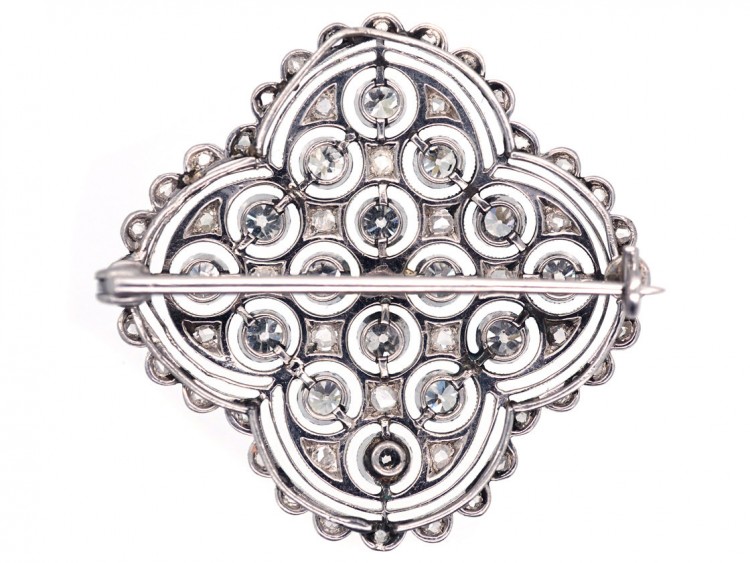 Edwardian Platinum Natural Split Pearl & Diamond Brooch