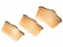 Edwardian Set of Three Silver Gilt & Horn Combs in Original Case