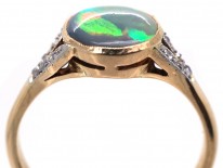 Art Deco 18ct Gold ​& Platinum Black Opal ​& Diamond Ring