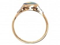 Art Deco 18ct Gold ​& Platinum Black Opal ​& Diamond Ring