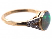 Art Deco 18ct Gold ​& Platinum Black Opal ​& Diamond Ring