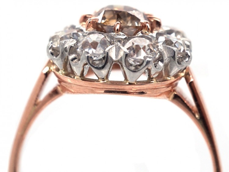 Fancy Champagne Diamond Cluster Ring