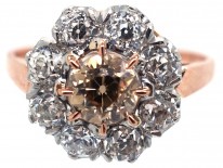 Fancy Champagne Diamond Cluster Ring