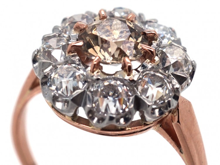 Fancy Champagne Diamond Cluster Ring