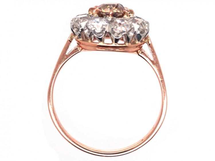 Fancy Champagne Diamond Cluster Ring