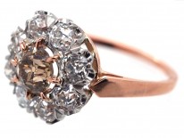 Fancy Champagne Diamond Cluster Ring