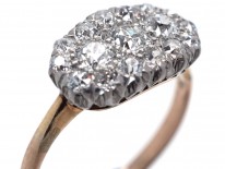 Edwardian 18ct Gold & Platinum, Oval Diamond Cluster Ring