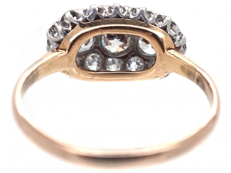 Edwardian 18ct Gold & Platinum, Oval Diamond Cluster Ring