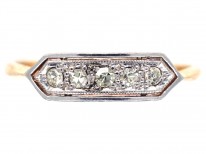 Art Deco 18ct & Platinum, Diamond Five Stone Ring