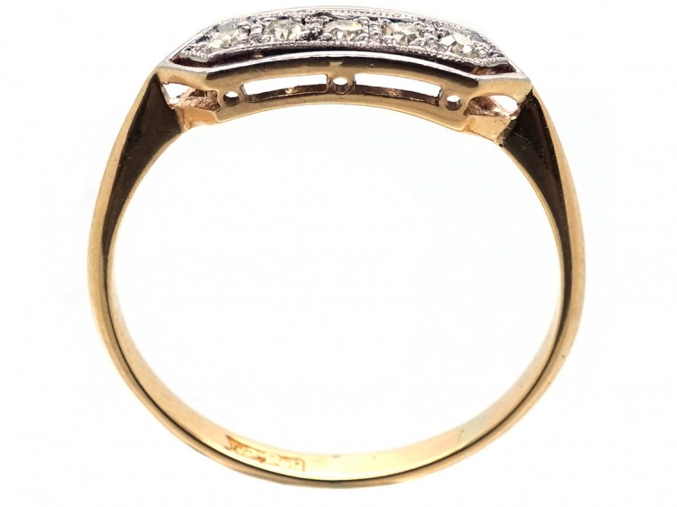 Art Deco 18ct & Platinum, Diamond Five Stone Ring