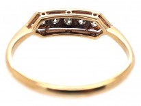 Art Deco 18ct & Platinum, Diamond Five Stone Ring
