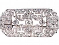 Art Deco Rectangular Platinum & Diamond Brooch