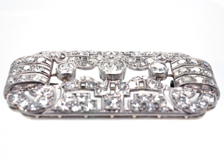 Art Deco Rectangular Platinum & Diamond Brooch