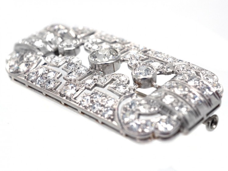 Art Deco Rectangular Platinum & Diamond Brooch