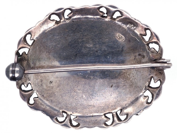 Silver, Marcasite & Enamel Forget Me Not Brooch