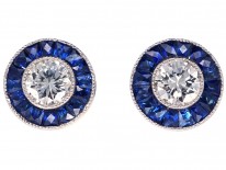 Diamond , Sapphire & Platinum Target Earrings