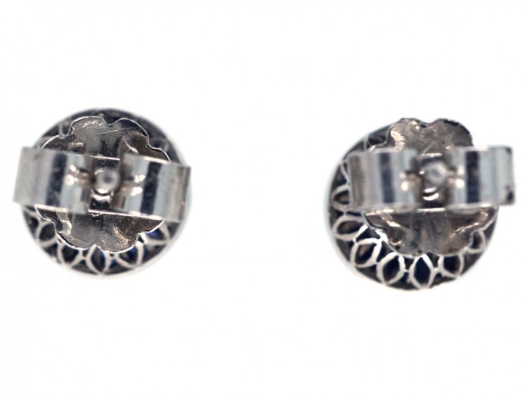 Diamond , Sapphire & Platinum Target Earrings