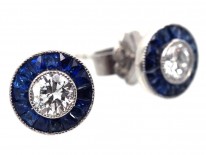 Diamond , Sapphire & Platinum Target Earrings