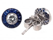 Diamond , Sapphire & Platinum Target Earrings