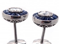 Diamond , Sapphire & Platinum Target Earrings