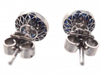 Diamond , Sapphire & Platinum Target Earrings