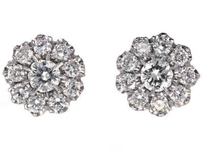 18ct White Gold Diamond Cluster Earrings