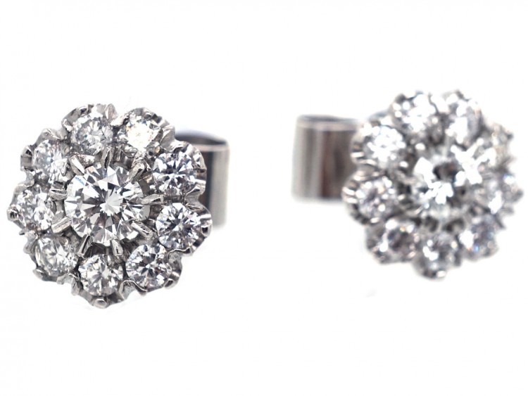 18ct White Gold Diamond Cluster Earrings