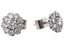 18ct White Gold Diamond Cluster Earrings