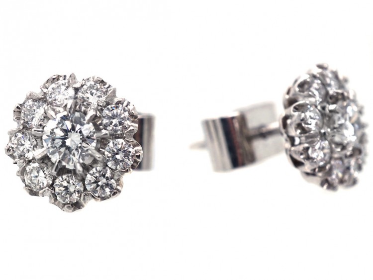 18ct White Gold Diamond Cluster Earrings
