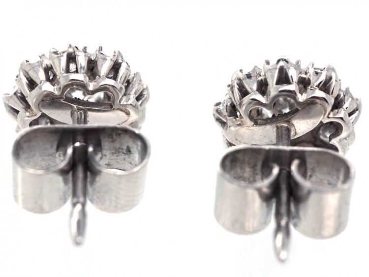 18ct White Gold Diamond Cluster Earrings