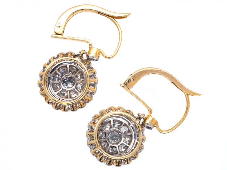 Edwardian Diamond Flower Cluster Earrings