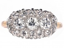 Edwardian 18ct Gold & Platinum, Oval Diamond Cluster Ring