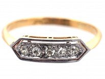 Art Deco 18ct & Platinum, Diamond Five Stone Ring