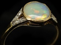 Art Deco 18ct Gold ​& Platinum Black Opal ​& Diamond Ring
