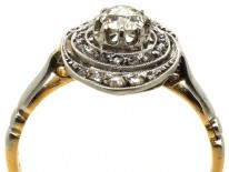 French 18ct Gold & Diamond Art Deco Oval Ring