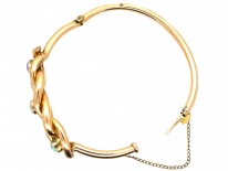 Edwardian 9ct Gold Knot Bracelet Set With Three Opals