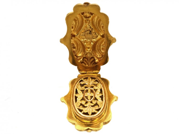 Late 18th Century French 18ct Gold, Garnet & Diamond Vinaigrette Pendant