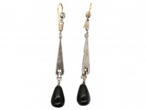 Art Deco Silver & Paste Drop Earrings