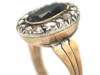 Georgian 9ct Gold Oval Amethyst & Rose Diamond Ring