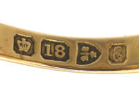 Edwardian 18ct Gold Boat Shaped Sapphire Diamond Ring