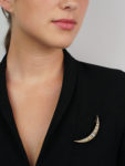 Edwardian Diamond Green Garnet & Pearl Crescent Brooch