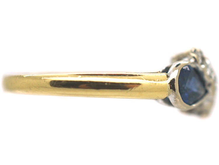 18ct Gold, Sapphire ​& Diamond Crossover Ring