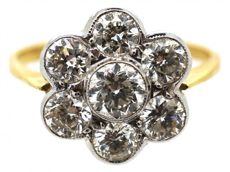 Austrian 14ct White Gold Diamond Cluster Ring