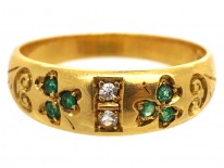 Victorian 18ct Gold, Emerald & Diamond Ring