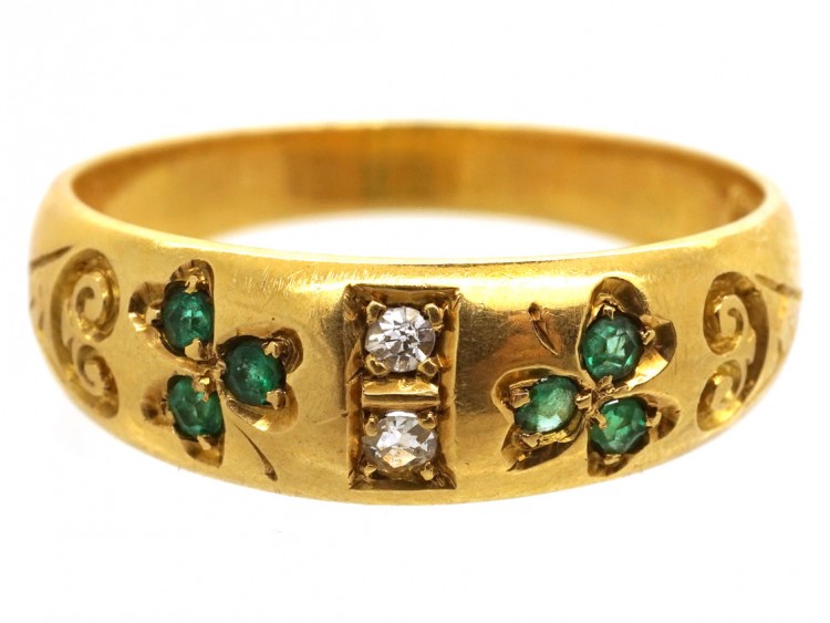Victorian 18ct Gold, Emerald & Diamond Ring