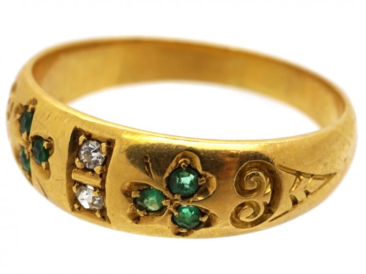 Victorian 18ct Gold, Emerald & Diamond Ring