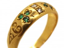 Victorian 18ct Gold, Emerald & Diamond Ring
