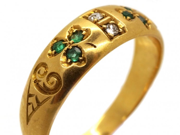 Victorian 18ct Gold, Emerald & Diamond Ring