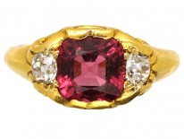 Victorian Natural Pink Spinel & Diamond Ring