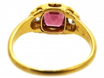 Victorian Natural Pink Spinel & Diamond Ring